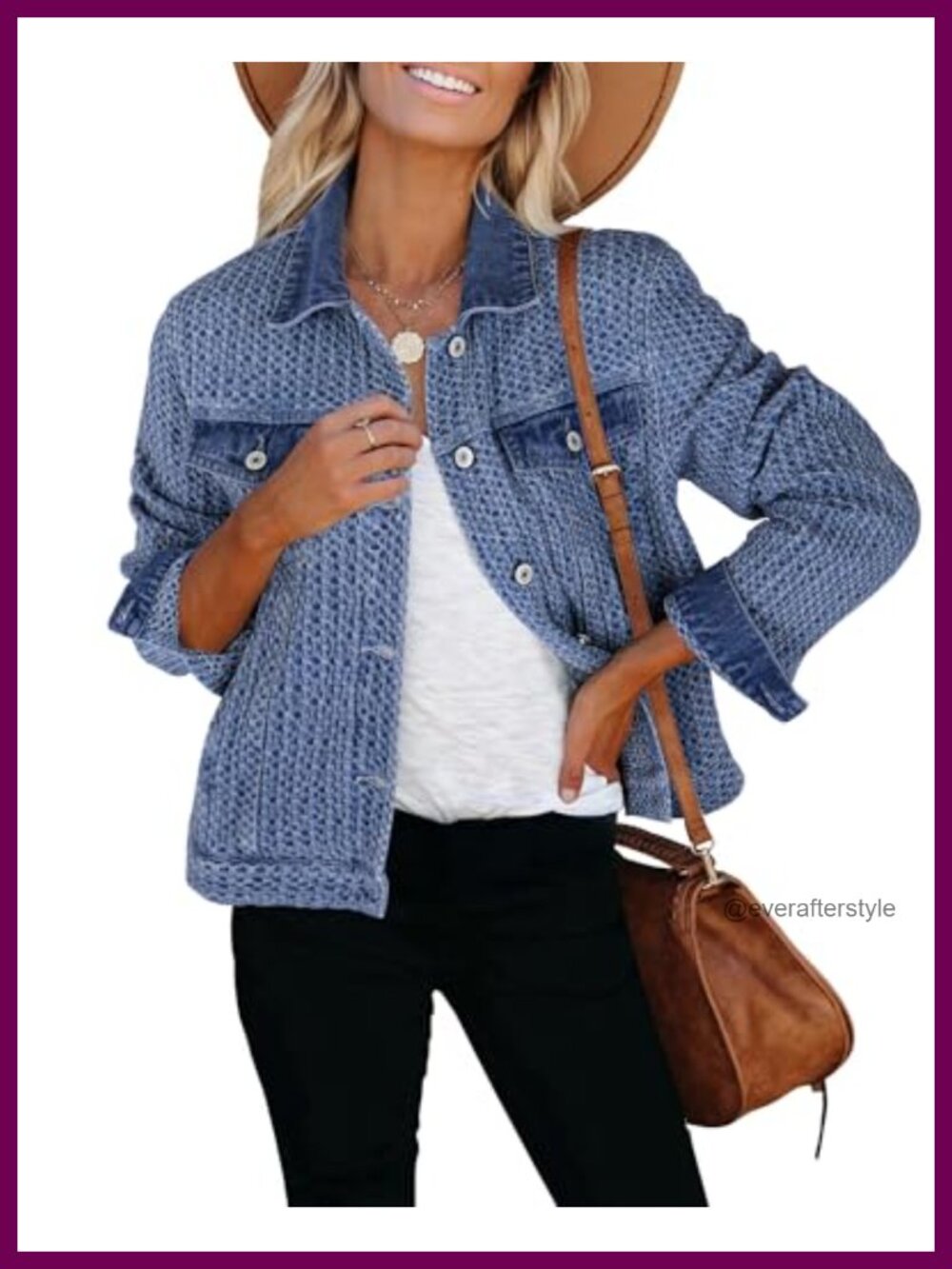 Jean Jacket Women Trendy Distressed Button Down Trucker Denim